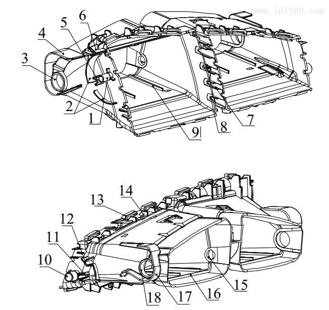 圖 1　某汽車空調(diào)出風口殼體結(jié)構(gòu)示意圖